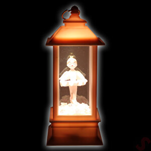Uçuşan Simli,12,5cm X 5cm Led Işıklı Balerin Fener Küre - B