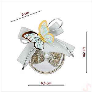Lavantalı Ve Mavi Kelebekli 6,5cm Metal Pano Magnet, 1 Adet