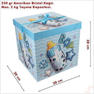 Kapaklı, Katlanır Demonte Karton Kutu, 30cm - Biberon & Mavi