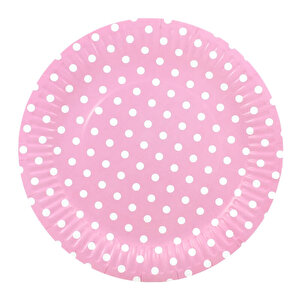 Puanlı, Pembe Karton Tabak  - 23,00 Cm - 8 Adet