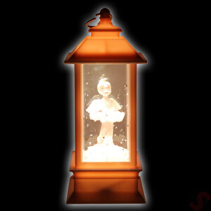Uçuşan Simli,12,5cm X 5cm Led Işıklı Balerin Fener Küre - A