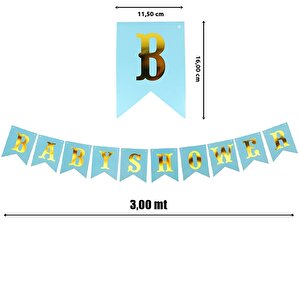 Baby Shower Karton Uzar Yazı, 3,00 Mt - Mavi