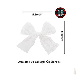 Güpür Dantel 10 Adet Fiyonk, 5,5 Cm - Beyaz