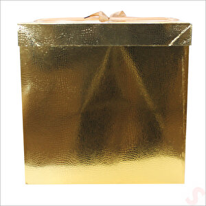 Kapaklı, Katlanır Demonte Karton Kutu, 30cm - Metalik Altın