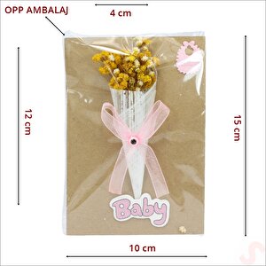 Bebek Buketi, 15cm X 10cm Kartlıklı Magnet - Pembe, 20 Adet