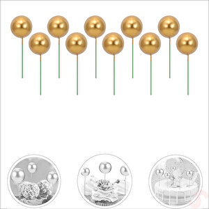 Çubuklu Süsleme Topu, 2cm X 10 Adet - Altın