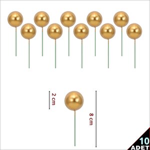 Çubuklu Süsleme Topu, 2cm X 10 Adet - Altın