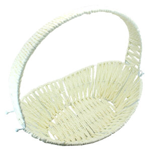 Saplı Oval Kumaş Süslü Sepet, 36 Cm, Orta Boy Mavi