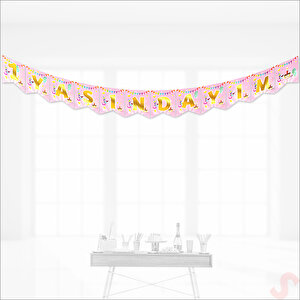 1 Yaşındayım Banner, 2 Mt X 17 Cm - Pembe