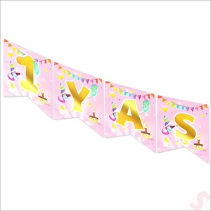 1 Yaşındayım Banner, 2 Mt X 17 Cm - Pembe