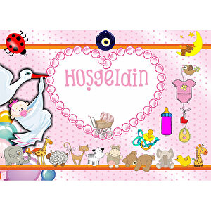 Hoşgeldin Bebek Afiş, 70cm X 50cm - Pembe