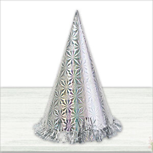 Hologram Karton Şapka, 32 Cm - Gümüş
