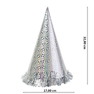 Hologram Karton Şapka, 32 Cm - Gümüş