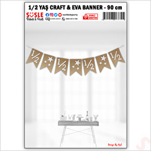 1/2 Yarım Yaş Yıldızlı Kraft Karton Banner, 90cm