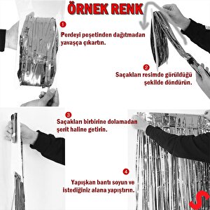 Kapı, Duvar Ve Arka Fon Saçaklı Perde 1mt X 2mt - Altın