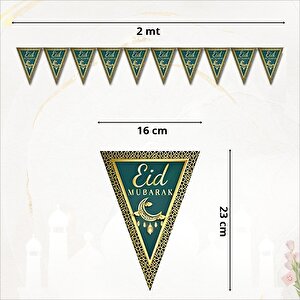 Eid Mubarak Üçgen Bayrak Flama - 2 Mt