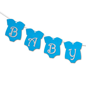 Baby Shower Simli Eva Uzar Yazı, 1,5 Mt - Mavi