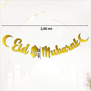 Eid Mubarak Metalik Altın Banner - 2 Mt لافتة ذهبية معدنية لعيد مبارك