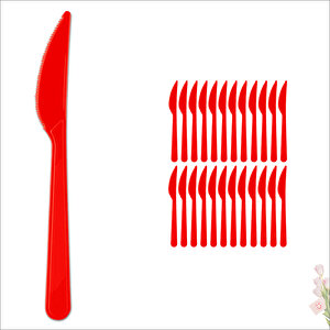 Plastik Bıçak, Kırmızı - 25 Adet