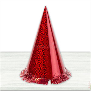 Hologram Karton Şapka, 32 Cm - Kırmızı