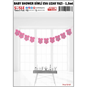 Baby Shower Simli Eva Uzar Yazı, 1,5 Mt - Pembe