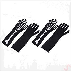 Halloween Kemik Desenli İskelet Eldiven Çifti