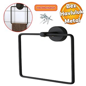 Vidalı Kare Siyah Havluluk Lavabo Banyo Mutfak Aparat Standı Bez Havlu Askısı Paslanmaz Metal