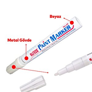 Markalama Kalemi Markör Kalıcı İşaretleyici Marker Beyaz Kalem Metal Plastik Cam Ahşap Yüzey