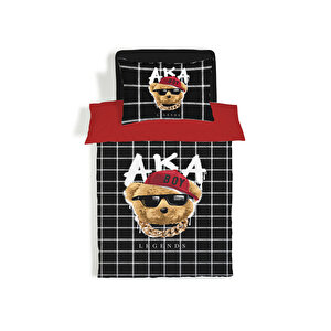 Çift Taraflı Teddy Desenli Çarşafsız 2'li Takım Baskılı Tek Kişilik Nevresim Takımı 160x220 Cm