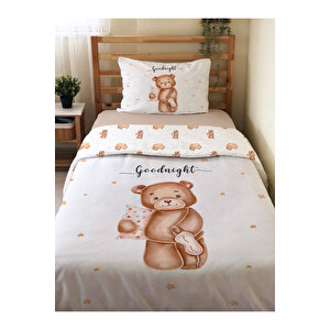 Çift Taraflı Ayıcık Desenli Çarşafsız 2'li Takım Tek Kişilik Nevresim Takımı 160x220 Cm