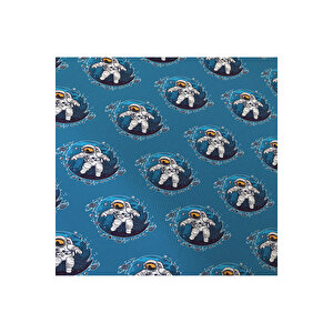 Çift Taraflı Astronot Desenli Çarşafsız 2'li Takım Tek Kişilik Nevresim Takımı 160x220 Cm