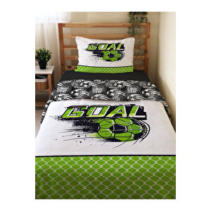 Çift Taraflı Futbol Desenli Çarşafsız 2'li Takım Baskılı Tek Kişilik Nevresim Takımı 160x220 Cm