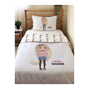Çift Taraflı Prenses Desenli Çarşafsız 2'li Takım Tek Kişilik Nevresim Takımı 160x220 Cm