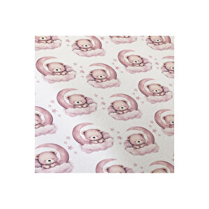 Çift Taraflı Pembe Teddy Desenli Çarşafsız 2'li Takım Baskılı Tek Kişilik Nevresim Takımı 160x220 Cm