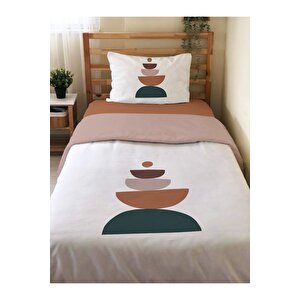 Çift Taraflı Boho Desenli Çarşafsız,baskılı Tek Kişilik Nevresim Takımı