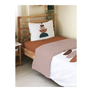 Çift Taraflı Boho Desenli Çarşafsız,baskılı Tek Kişilik Nevresim Takımı