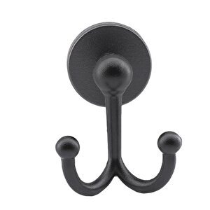 Metal Askı Siyah Renk Askılık Banyo Tuvalet Havlu Bornoz Askısı Çatal İkili Askı