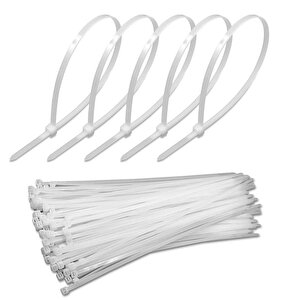 Cırt Kelepçe Plastik Beyaz Renk Kablo Zip Bağı Çok Amaçlı Bağlama 3.6x150 Mm 100 'lü Paket