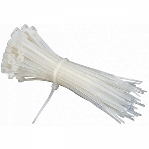Cırt Kelepçe Plastik Beyaz Renk Kablo Zip Bağı Çok Amaçlı Bağlama 3.6x150 Mm 100 'lü Paket