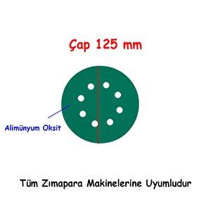 Delikli 125 Mm Cırt Zımpara 150 Kum Yeşi̇l Kaporta Boya Duvar Metal Mobilya Cila Parlatma 5 Adet