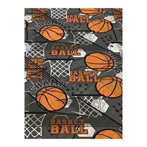 Evmi̇la Basketbol Desenli Bebek Ve Çocuk Baskılı Tek Kişilik Pike Takımı 160x230 Gri