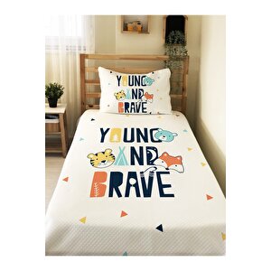 Hayvan Desenli Bebek Ve Çocuk Baskılı Tek Kişilik Pike Takımı 160x230 Beyaz