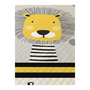 Aslan Desenli Bebek Ve Çocuk Baskılı Tek Kişilik Pike Takımı 160x230 Gri