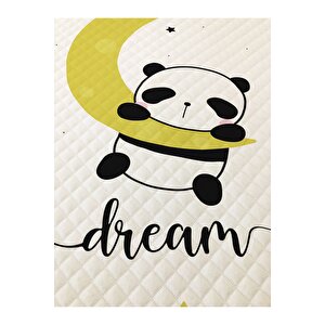 Aya Tutunan Panda Desenli Bebek Ve Çocuk Baskılı Tek Kişilik Pike Takımı 160x230 Beyaz