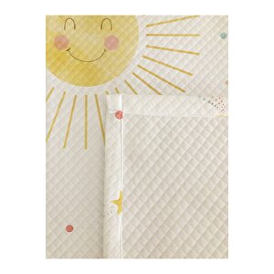 Güneş Desenli Bebek Ve Çocuk Baskılı Tek Kişilik Pike Takımı 160x230 Beyaz