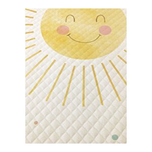 Güneş Desenli Bebek Ve Çocuk Baskılı Tek Kişilik Pike Takımı 160x230 Beyaz