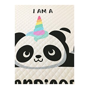 Panda Desenli Bebek Ve Çocuk Baskılı Tek Kişilik Pike Takımı 160x230 Beyaz