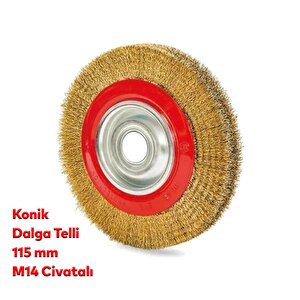Ugr Konik Dalga Telli Daire Vidalı Fırça 115 Mm Kir Pas Boya Kazıma Temizleme Zımparalama Taşlama