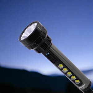 El Feneri Şarjlı Led Işıldak Kamp Lambası Gece Aydınlatma 5 W + 3 W Beyaz Işık 1800 Mah