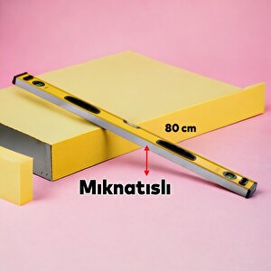 Mıknatıslı Aluminyum Su Terazisi 80 Cm Duvar Fayans Marangoz Mühendislik Ölçüm Eğim Ölçü Eğik Ölçme